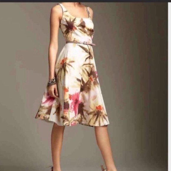 🌺TALBOTS🌺GOUACHE FLORAL A-LINE DRESS🌺 - Picture 2 of 7
